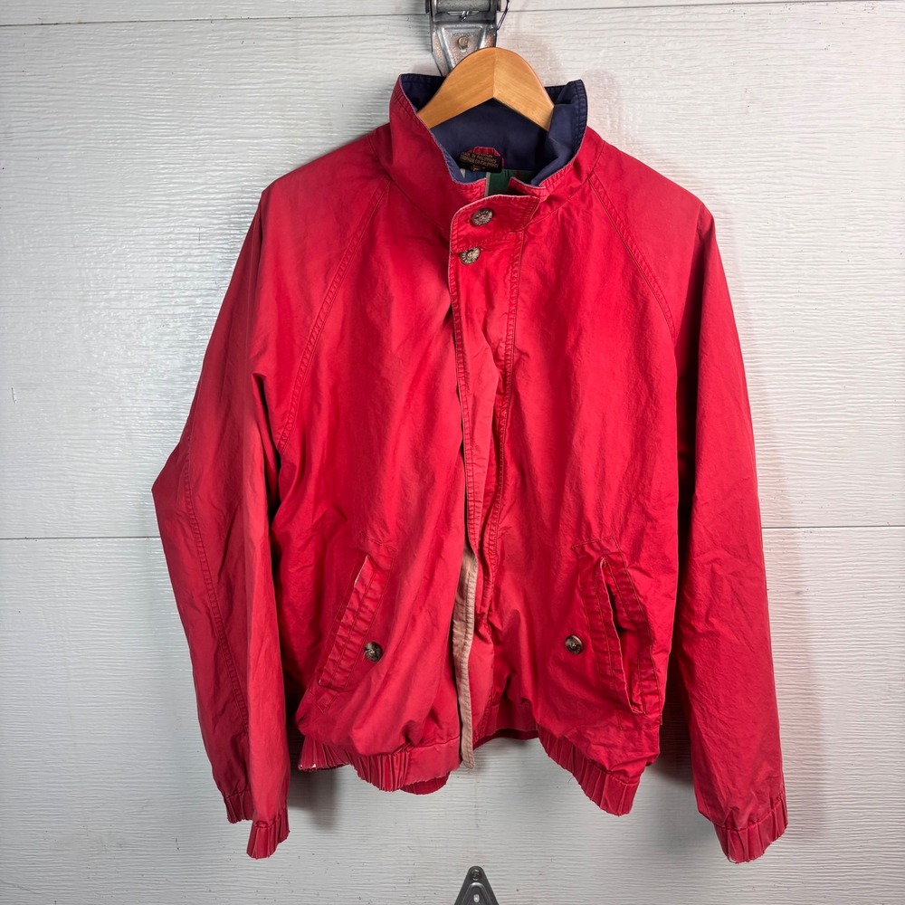 Vintage Eddie Bauer Jacket Red Harrington Bomber Plaid Lined Large